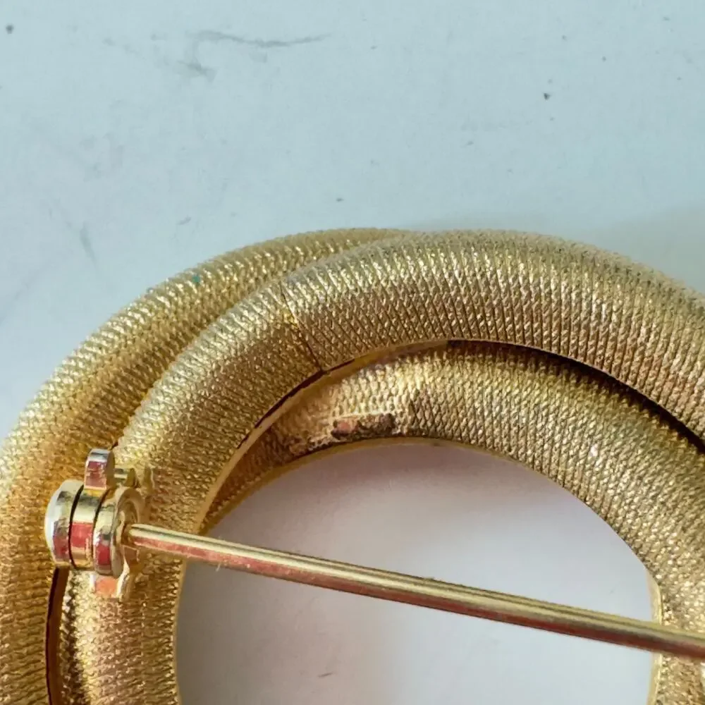 Lot of 3 Vintage Yellow Gold Tone Monet Signed Pin Brooches Estate Jewelry